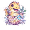 Baby-Dino mit Blumen-Ei