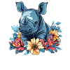 Baby Rhino with Flowers