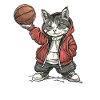 Basketball Cat in Hoodie