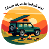 Adventurous camping car at sunset
