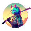 Cyberpunk Cat Samurai Anime