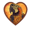 Parrot in heart frame