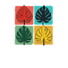 Retro Monstera Leaf Grid