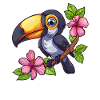 Toucan with hibiscus flowers