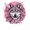 Wolf with cherry blossoms