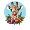 Giraffe loves fruits