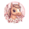 Cheerful Pony with Flowers
