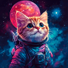 Cat astronaut pink space