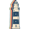 Lighthouse Seaside Retro Line Art