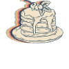 Pancakes Food Retro Line Art