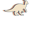 Parasaurolophus Dinosaur Retro Line Art