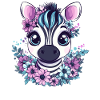 Zebra face with flowers