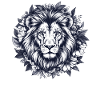 Majestic lion in flowers