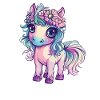 Regenbogenpony mit Blumen