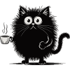 Black Cat with Coffee Shirt