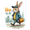 Stylish Walking Bunny Art