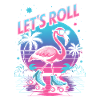 Flamingo auf Rollschuhen - Retro 80er