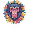 Mandrill with flower wreath