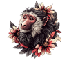 Baboon with flower frame