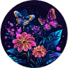 Neon butterflies at night