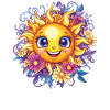 Sunshine with flower wreath