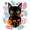 Cat and wild flowers