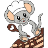 Mouse cook on pancakes