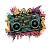 Retro Boombox Street Art Design