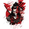 Samurai Warrior - Intense Blood Splatter Art