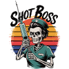 Skeleton caregiver with syringe