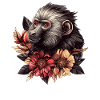 Pensive Monkey with Flowers
