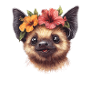 Bat with flowers