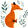 Renard avec des fleurs