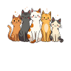 Cute Cartoon Cat Group Illustration
