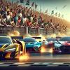 Race cars near finish