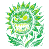 Demonic sunflower in neon style