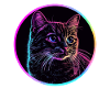 Neon Katze im Kreis