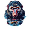 Mandrill im Wasserblick
