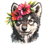 Husky à l’hibiscus