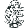 Crocodile sur le skatboard