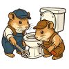 Plumber mice at the toilet