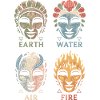 Four Elemental Masks | Alchemical Symbols Art