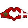 Maroc Danemark drapeau main coeur