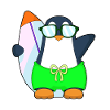Penguin Surfing Surfboard Summer