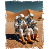 Two astronauts in space suits