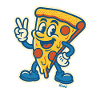 Grinning pizza with peace sign