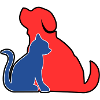 Blue red dog and cat.