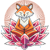 friedlich meditierender Fuchs auf einer Lotusblüte