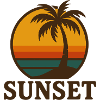 Retro Sunset Palm Beach