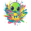 Bunter Alien auf Farbspritzer